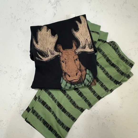 Carter's Black and Green Moose Pajama Set