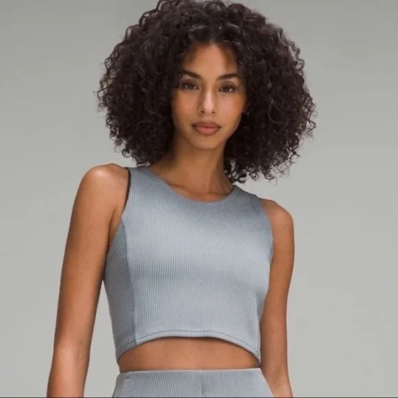 lululemon athletica Ribbed Cropped Tank Top in Light Gray