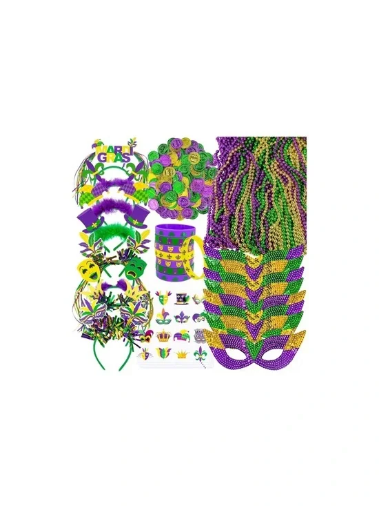 124 Pcs Mardi Gras Accessories Set Bulk Party carnival decor