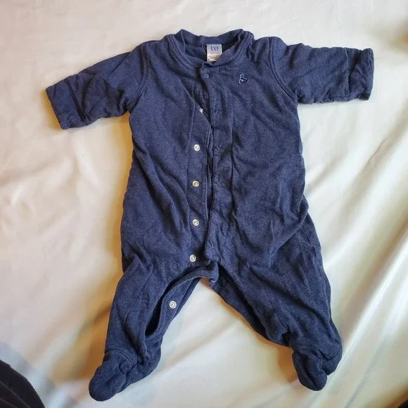 Baby Gap Blue Long Sleeve Footed Pajama Sleepsuit Bodysuit Romper thick 3 months