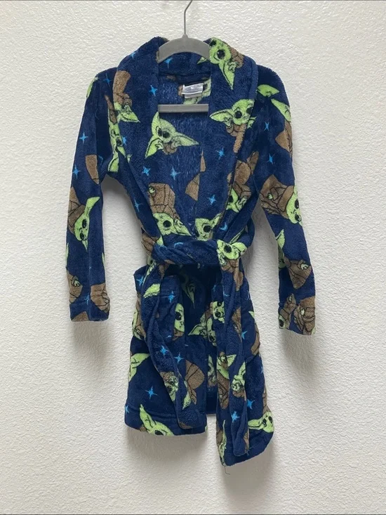 Star Wars Grogu Mandalorian Plush Bath Robe Kid’s Boy’s 4/5