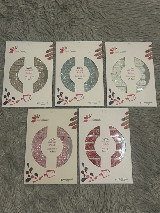 Glitter Nail Polish Strips - Pink, Blue, Silver, Rose, Red