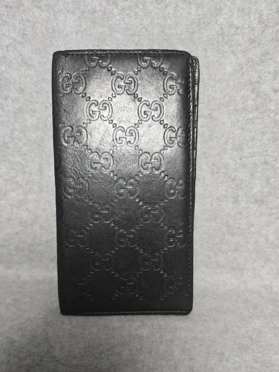 Gucci Guccissima Black Embossed GG Leather Long Wallet Vintage