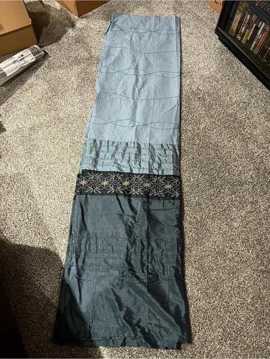 Two-Tone Blue Embroidered shower curtain