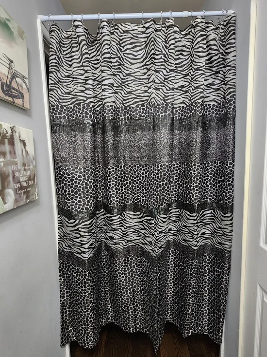 Shower Curtain Black and White Animal Print New