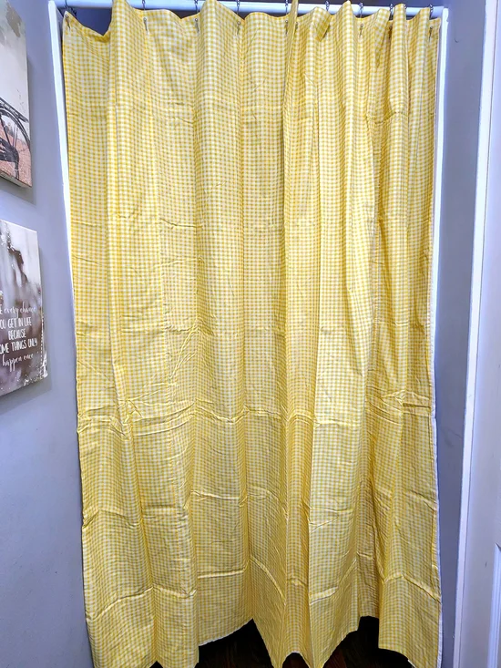Yellow Gingham Shower Curtain, New