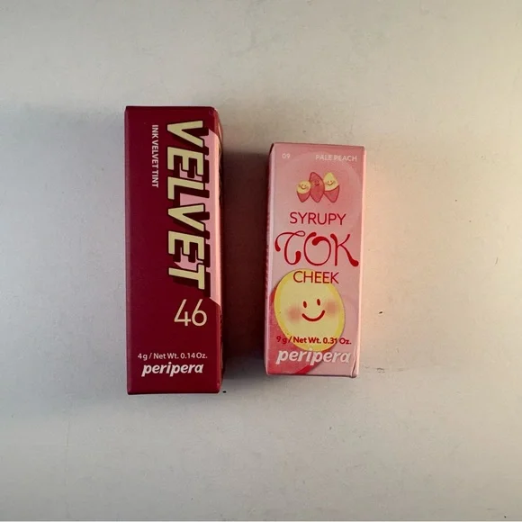Two PERIPERA Syrupy Tok Cheek 09 PALE PEACH Ink Velvet Tint Pink‎ Mauve Nude 46
