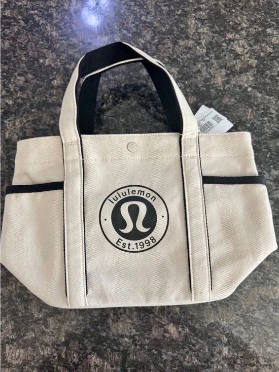 lululemon athletica Cream Canvas Tote with Black Trim