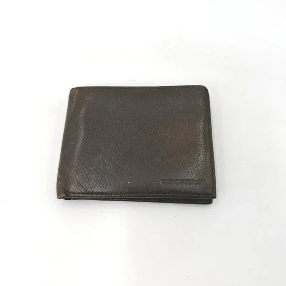 Dockers Mens Dark Brown Genuine Leather Bifold Wallet‎ with ID Window Flap