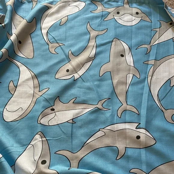 Blue Shark Print Fabric Shower Curtain 72x72