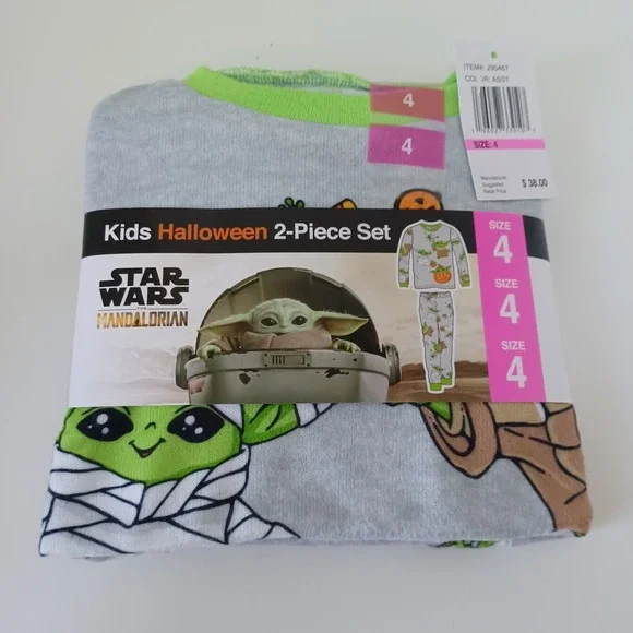 Kids Halloween 2-piece‎ PJ Pajama Set Star Wars Mandalorian Size 4 Unisex NWT