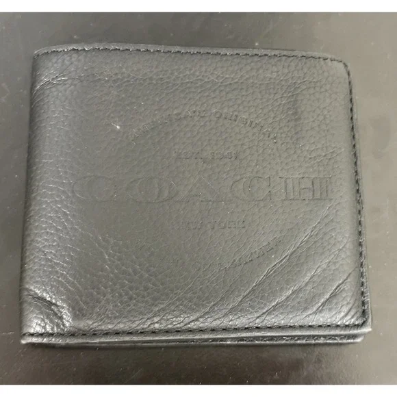 Coach Men Black Billfold  Embossed Signature Leather Wallet F24647