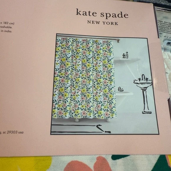 Kate Spade Yellow and Pink Floral Shower Curtain