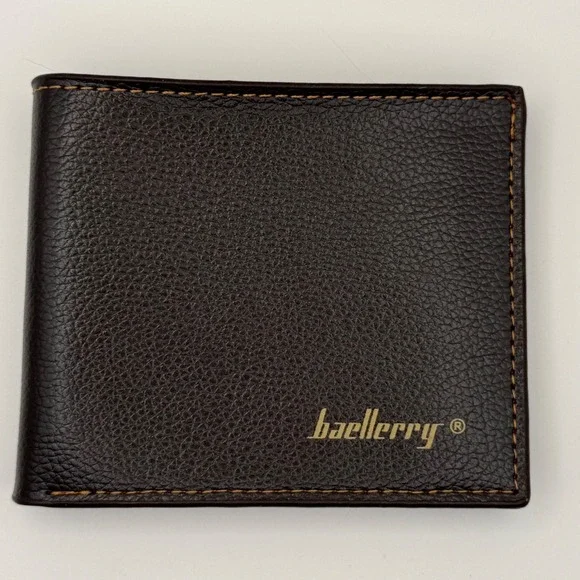 Baellerry Men's Dark Brown Faux Leather Bifold‎ Wallet Organizer Pockets