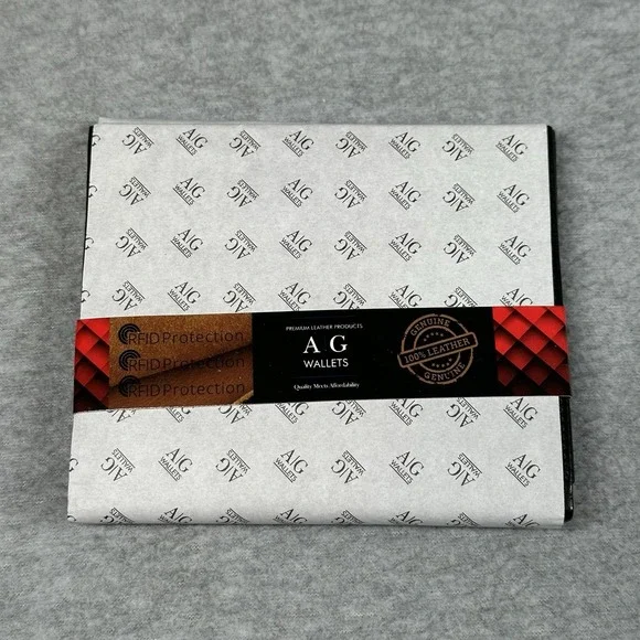 AG Wallets Genuine Leather RFID Bifold Men's Black Cowhide Billfold NEW
