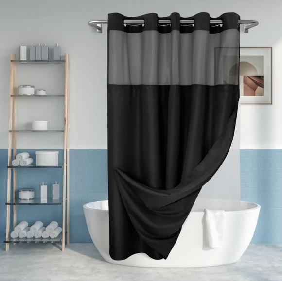 Refined Black and Gray Shower Curtain