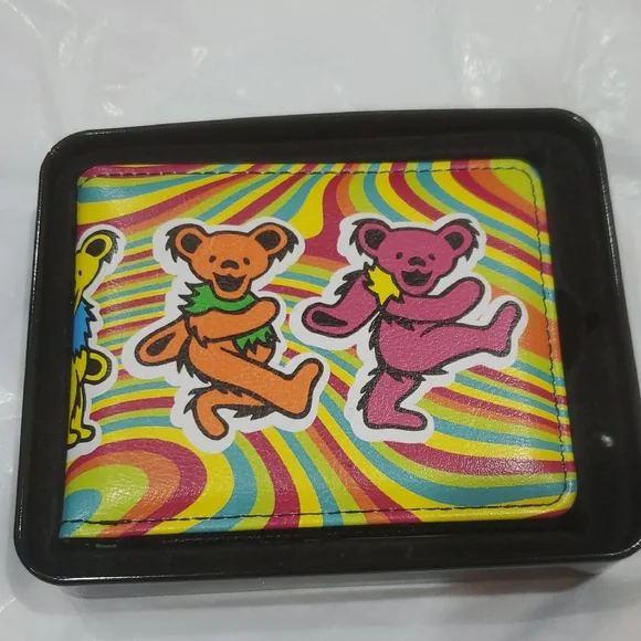 Grateful Dead Dancing Bears Psychedelic Rainbow Print‎ Card case bifold Wallet