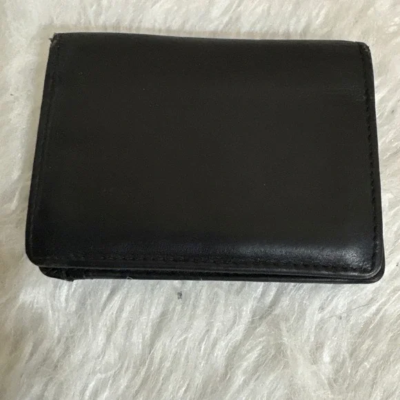 Mens Black Genuine Leather RFID Blocking Bifold Wallet with Trifold ID Window