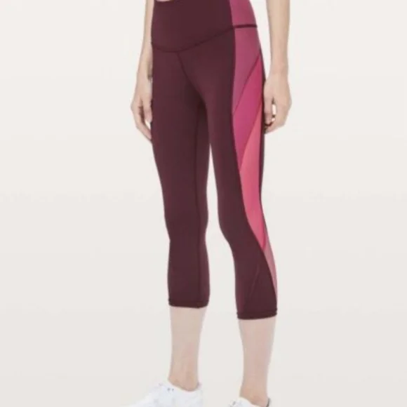 LULULEMON BERRY COLOR ME OMBRE CROPPED LEGGINGS SIZE 8