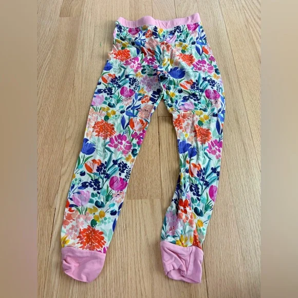 Little Sleepies Bamboo Pajama Pants 3T Floral Toddler Pink Cuff PJ Bottoms