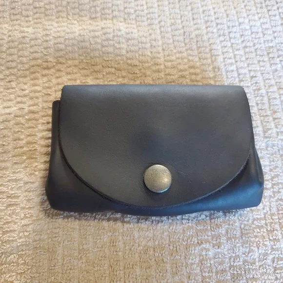 Hide and Drink Leather Coin Purse Card Holder Wallet Dark Brown Snap Pouch