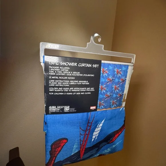 Marvel Spider-Man Blue Shower Curtain Set
