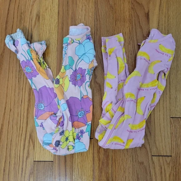 Carter's Children' Place Toddler Girl Zippered Pajamas‎ Size 3T Floral Bananas