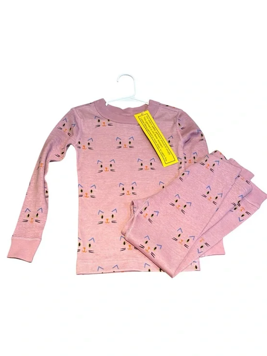 NWT Hanna Andersson Purple Cat Long Sleeve Pajamas Organic Cotton 4