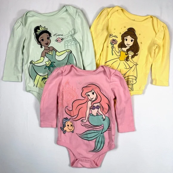 DISNEY BABY Baby‎ Princess Long Sleeve Bodysuit Set Size 6-9M Storybook Cute