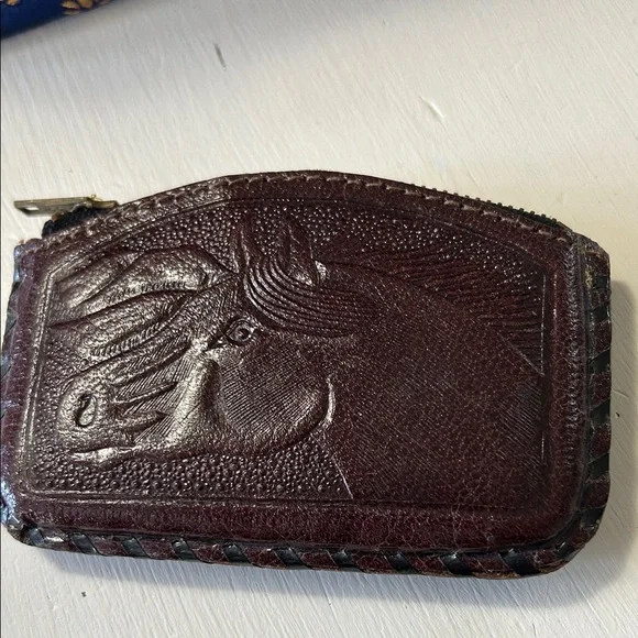 Vintage Leather Mexico Horse Coin Pouch