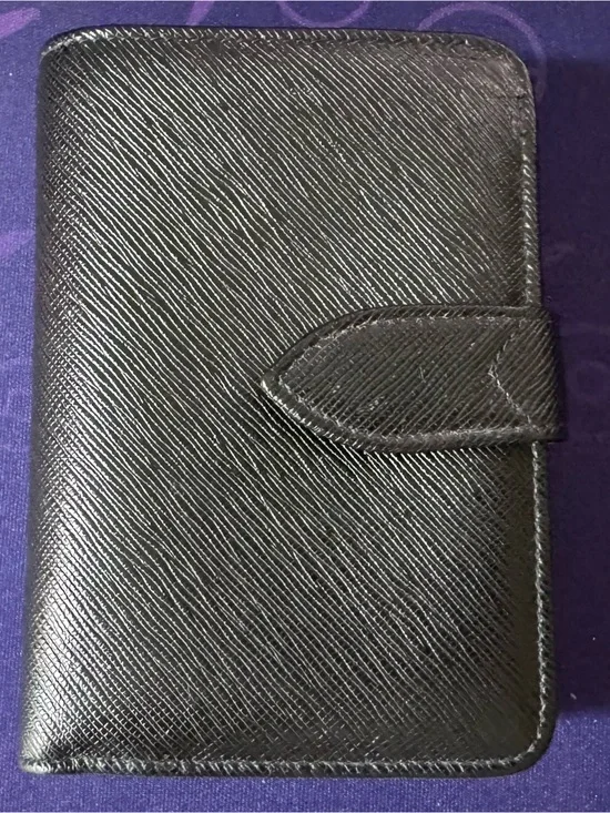 Coach Black Textured Leather Snap Wallet