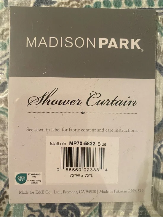 Madison Park Blue Teal Gray Paisley Shower Curtain