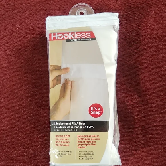 Hookless White Replacement PEVA Shower Curtain Liner