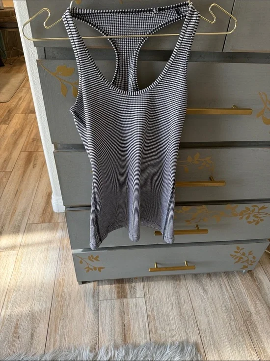 lululemon athletica Black and White Striped Racerback Tank