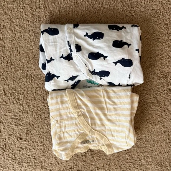 Whale Print and Striped Baby Onesies