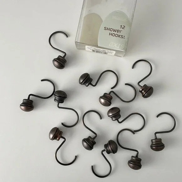 [ InterDesign Aged Bronze Axis Shower Curtain Hooks ] Qty 11