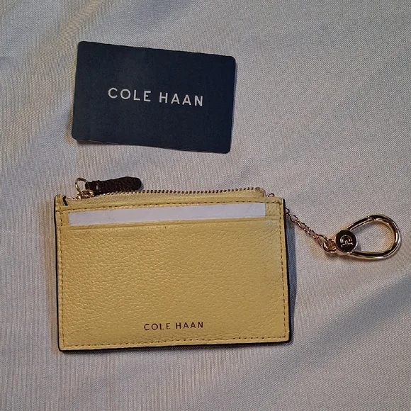 NWT Cole Haan Yellow Leather Zip Card Case