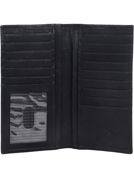 Genuine Leather Long Bifold Wallet for Men | 6 Card Slots, ID Window, Cash