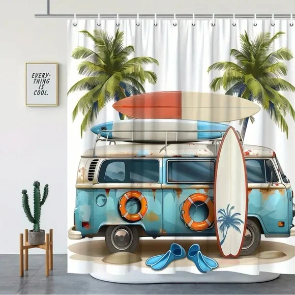 VW Van at the Beach Shower Curtain, NWT