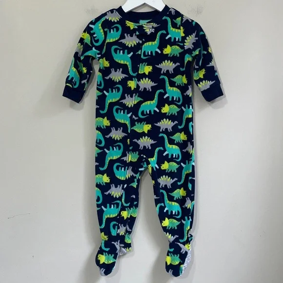Simple Joys By Carter’s Baby Boy Zip Up Fleece Footed Pj’s Size 12 Months