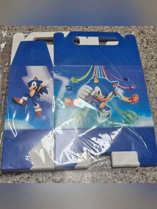 Sonic the Hedgehog Birthday Party Favor Boxes Blue Treat Goodie Gift Bag 10pc