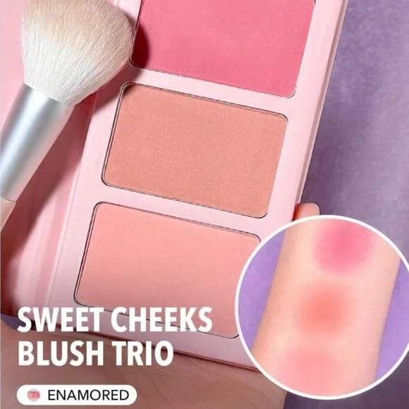 SHEGLAM Sweet Cheeks Blush Trio-Enamored 3-Clolor Powder Blush Palette