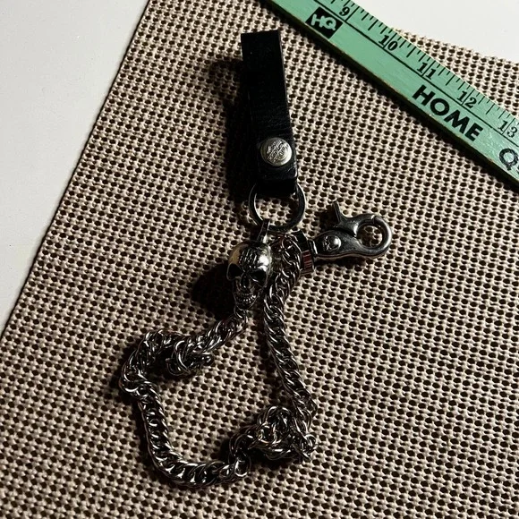Harley Davidson Biker Wallet Chain Silver Skull Leather Belt Loop 12 Inch Mens
