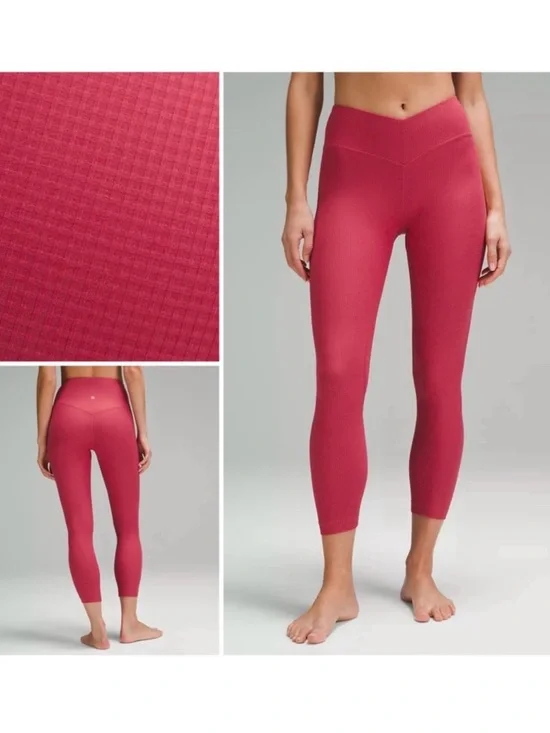 Lululemon V-Waist Yoga Tight 25” Grid Texture Vintage Rose Size 8