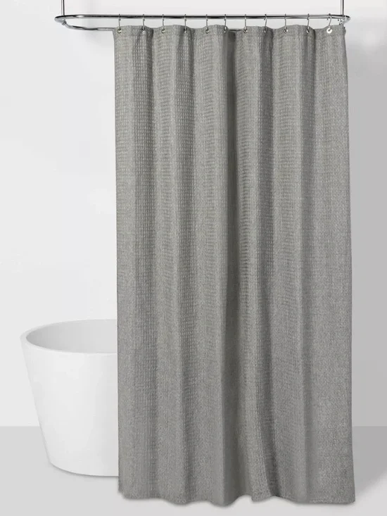 Waffle Weave Shower Curtain Gray - Threshold