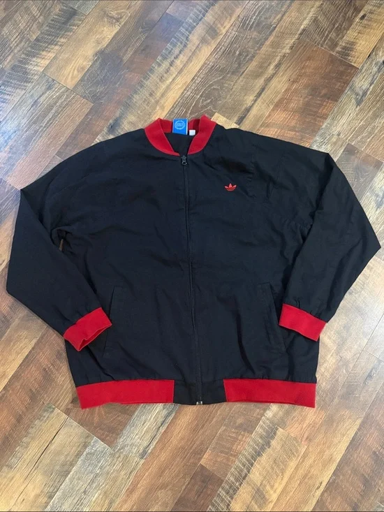 Adidas Originals Trefoil Track Jacket Black Red Full Zip 2XL