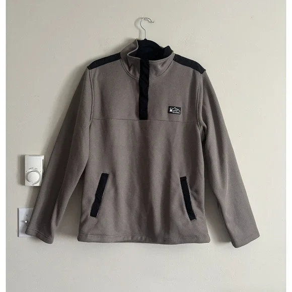 Spyder Mens Medium 1/4 T Snap Pullover‎ Jacket Taupe Black Winter Outdoor Ski