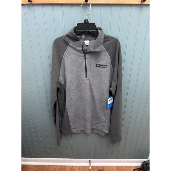 Columbia Mens Fleece‎ Half Zip Pullover Gray Size S