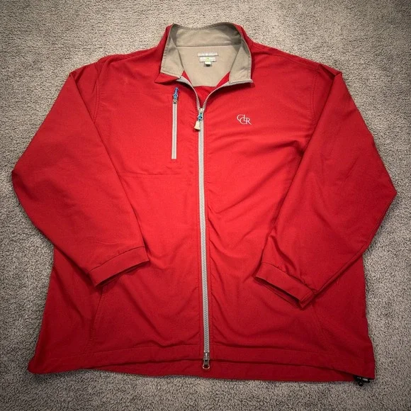 Peter Millar Element 4 Wind‎ Jacket Mens Extra Large Red Full Zip Softshell Golf
