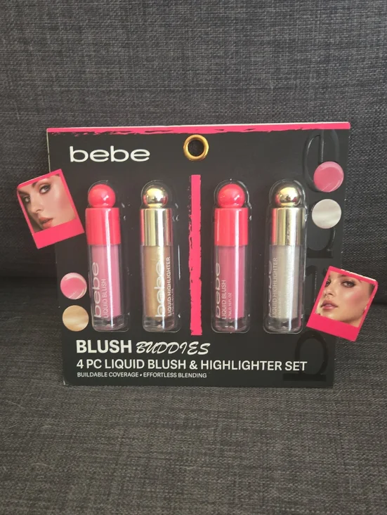 bebe 4-Piece Liquid Blush & Highlighter Set — Pink and Champagne